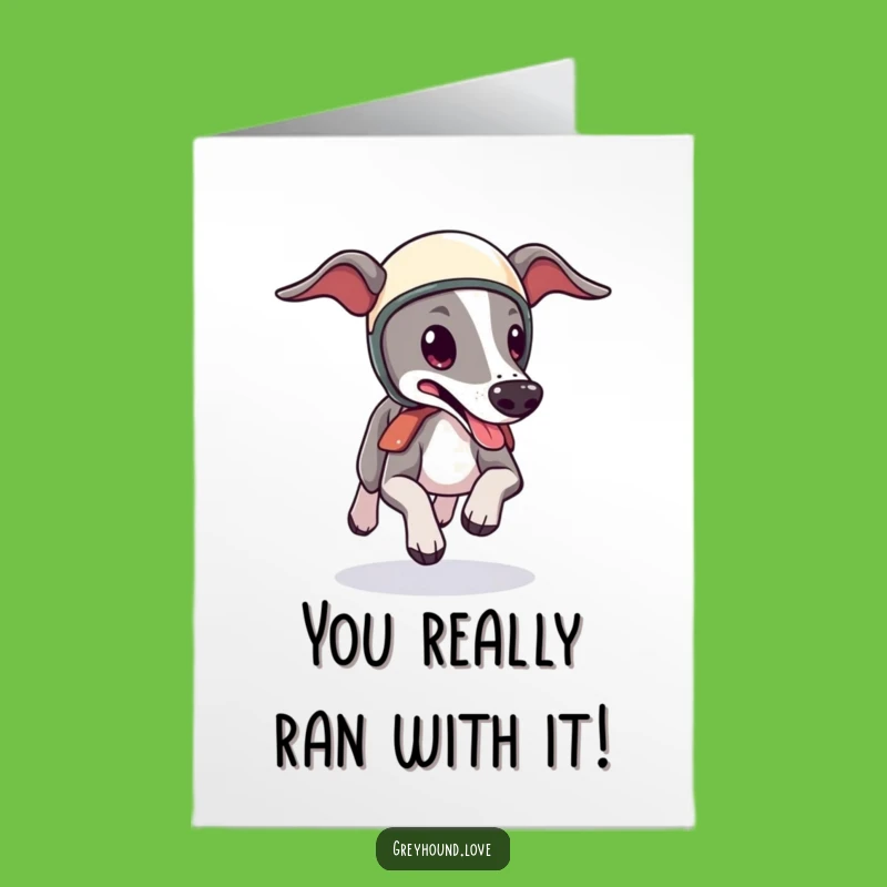 Free Printable Greyhound Congrats Card: Helmet Zoom Celebration Downloadable