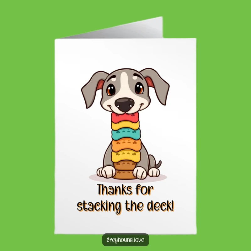 Free Printable Balancing Greyhound Thank You Card: Treat Downloadable Gift of Thanks