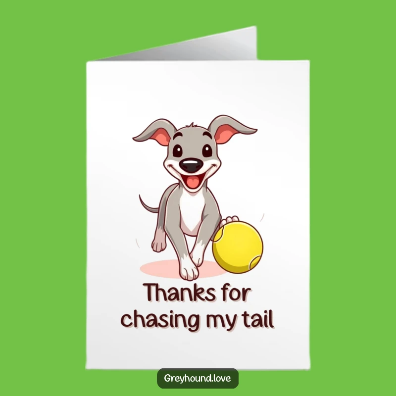 Free Printable Greyhound Thank You Card: Funny Ball Chase Gift, Downloadable & Print at Home