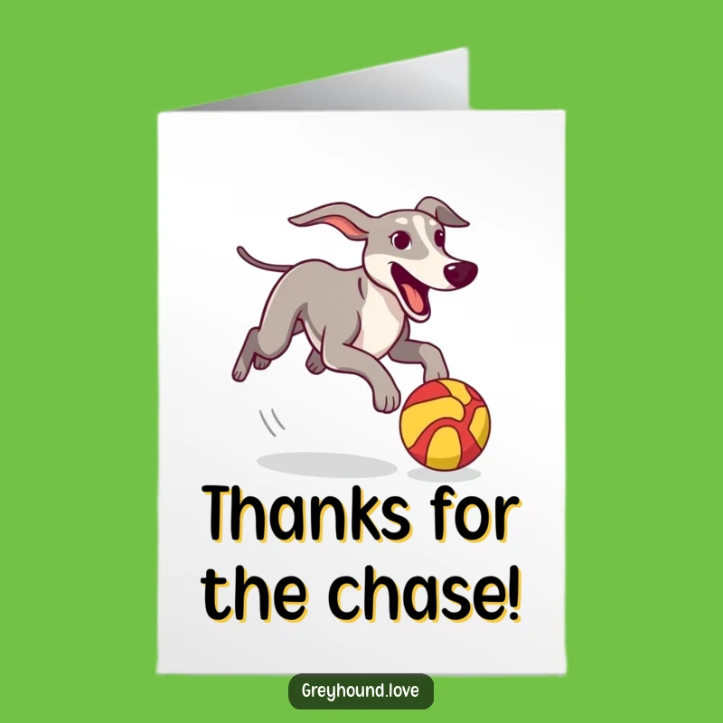 Free Printable Thank You Card: Greyhound Ball Chase, Lively DIY Downloadable Thanks!