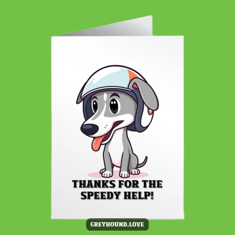 Free Printable Thank You Card: Greyhound Racer Helmet Tongue Lolling Gratitude Gift