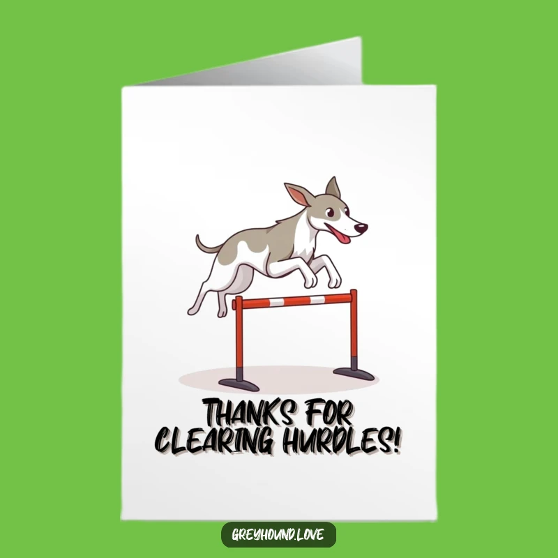 Free Printable Thank You Card: Leaping Greyhound - Funny Downloadable Gift