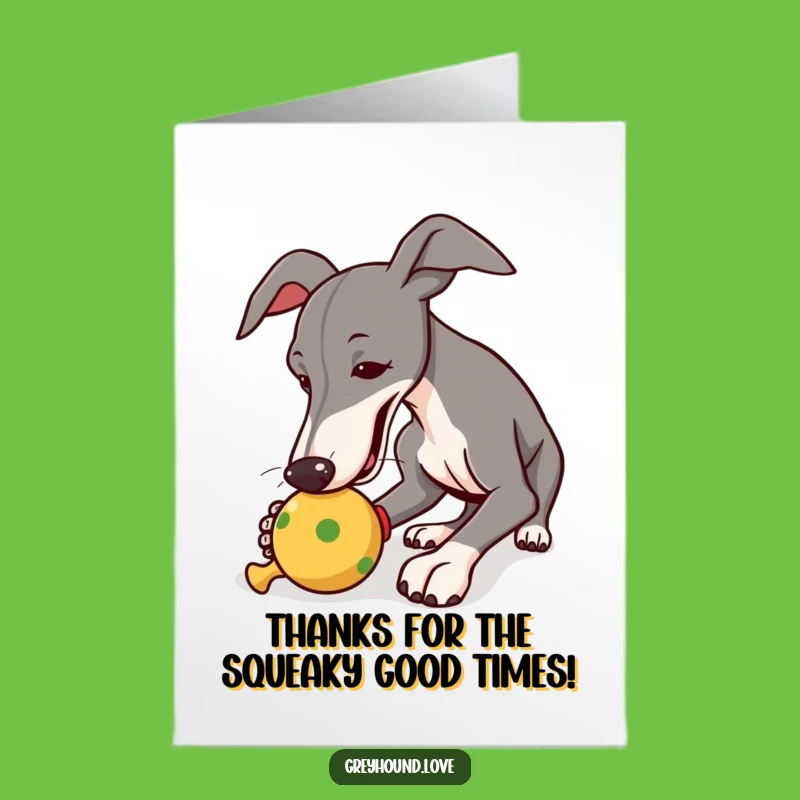 Free Printable Greyhound Thank You Card: Funny Dog Toy Gratitude for Instant Download