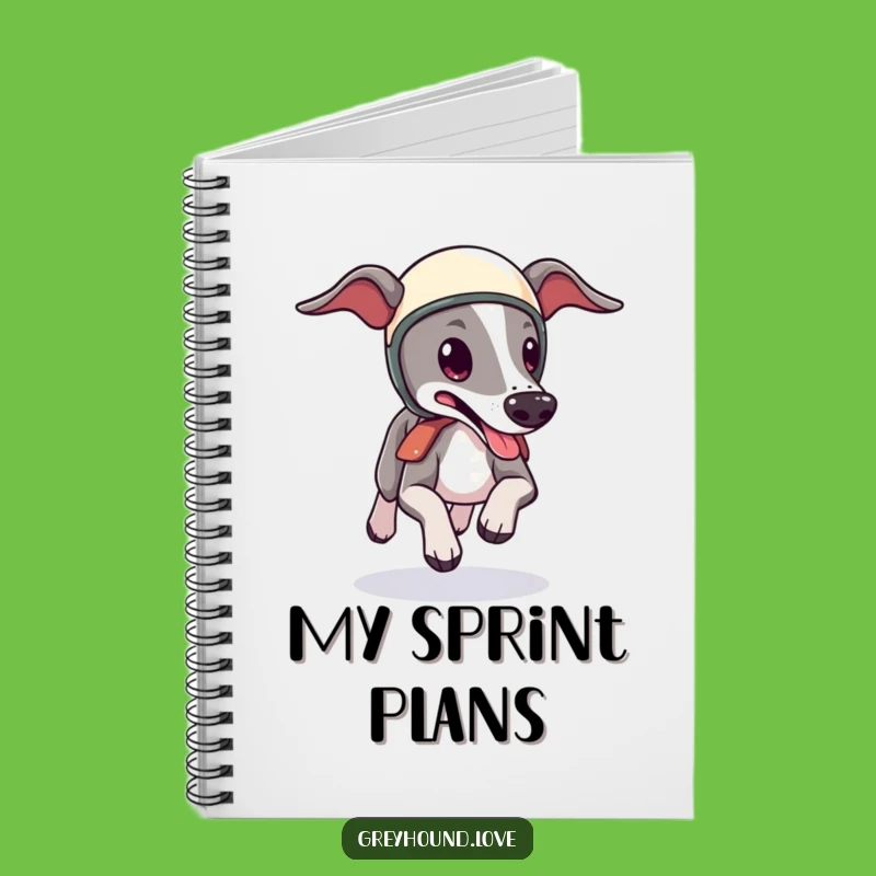 Funny Greyhound Helmet Notebook: Speedy Dog Pages, Tongue Lolling, Perfect Gift for Writers
