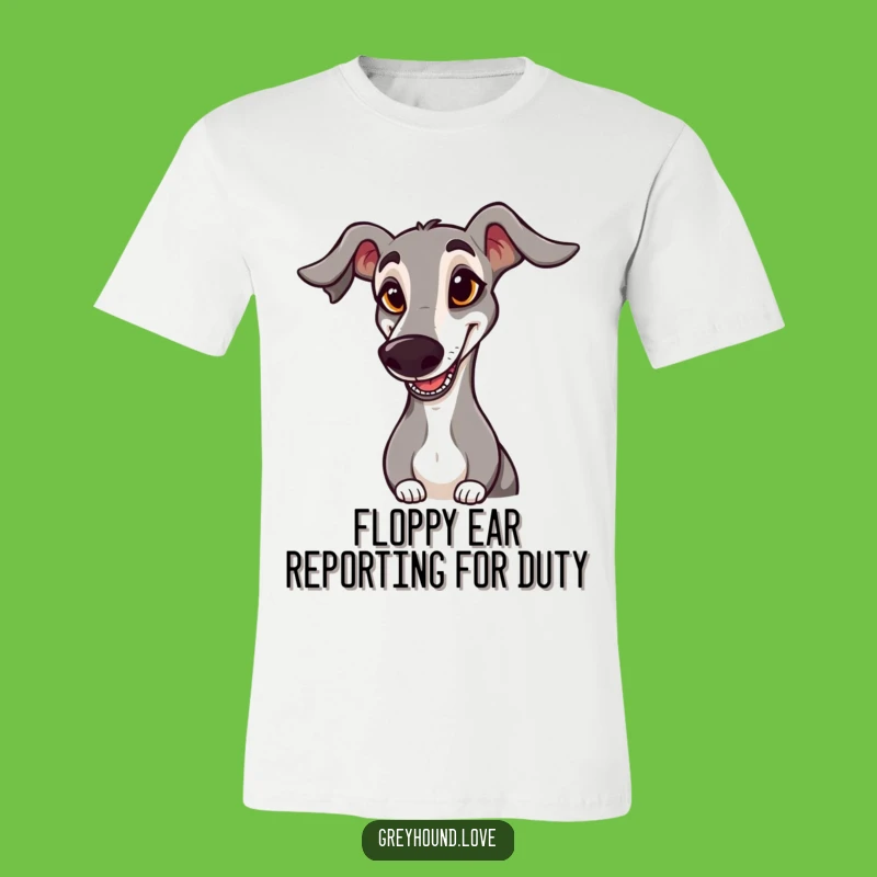 Funny Greyhound Saluting T-Shirt: Goofy Ear Salute for Dog Lovers!