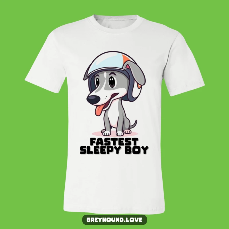 Funny Greyhound Racing Helmet T-Shirt - Speed Demon Dog Tee