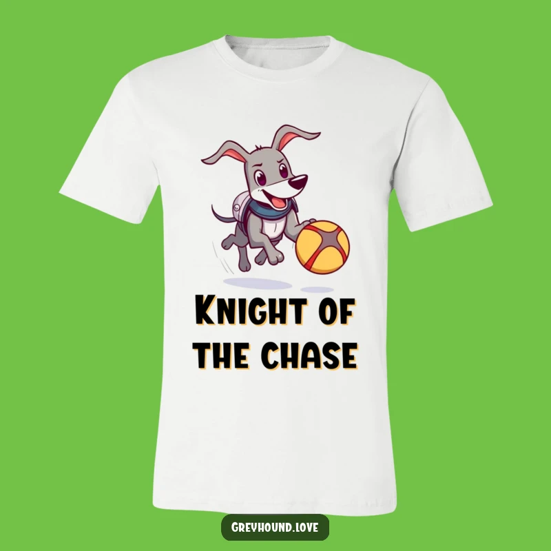 Funny Knight Greyhound T-Shirt: Comical Armor Dog, Chasing Ball, Awesome Gift