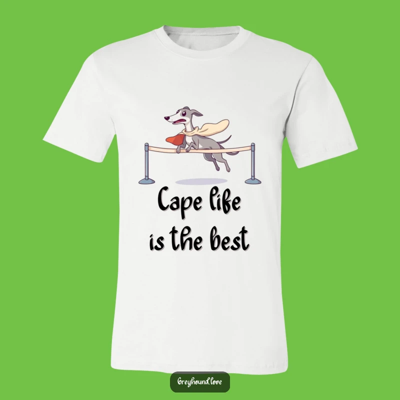 Funny Superhero Greyhound T-Shirt - Triumphantly Winning the Race, Great Gift!