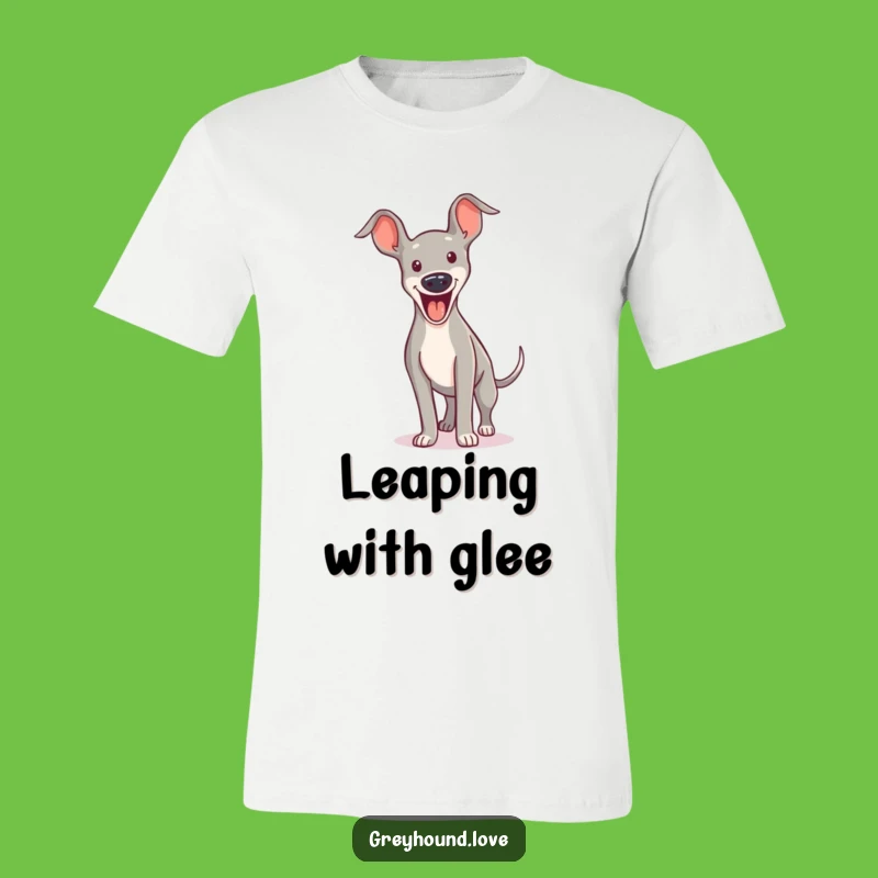 Funny Yipping Greyhound T-Shirt: Excited Mid-Bound Action Tee!