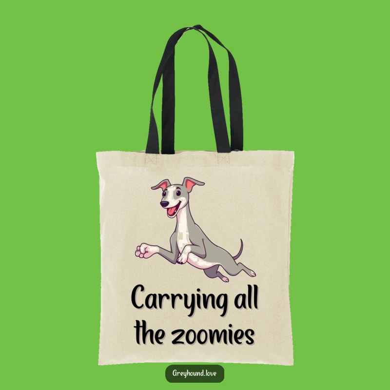 Funny Greyhound Leap Tote Bag: Joyful Dog's Carry-all, Hilarious Gift