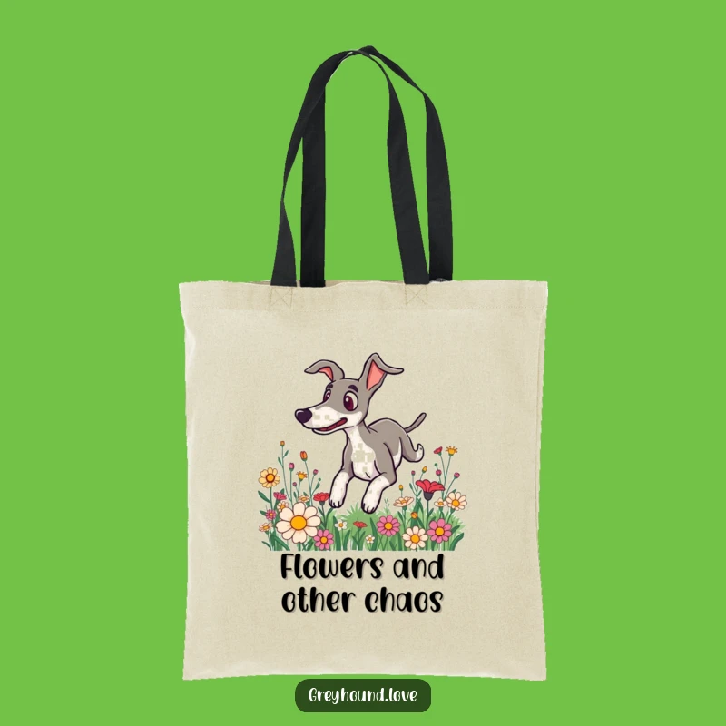 Funny Surprised Greyhound Flower Tote Bag - Carry Your Whimsy