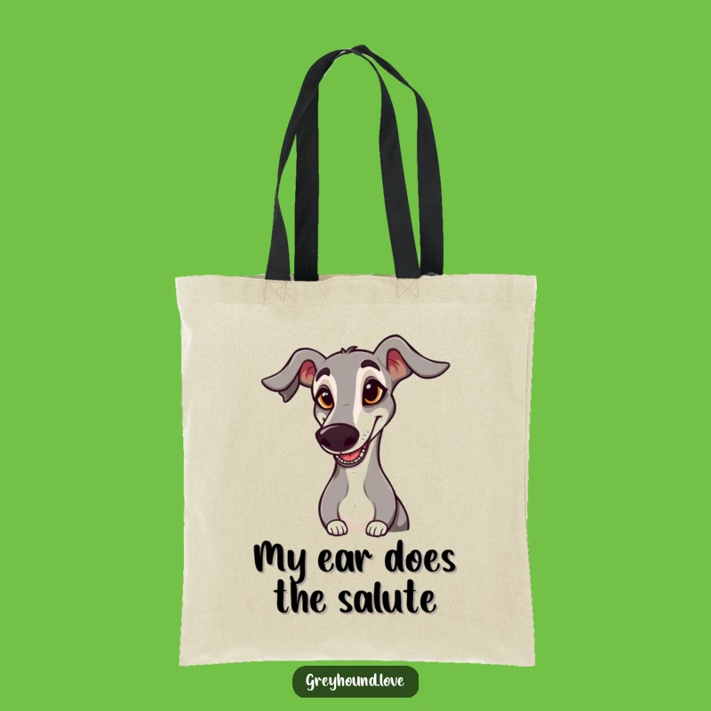 Funny Greyhound Tote Bag: Goofy Saluting Dog Lover's Essential!