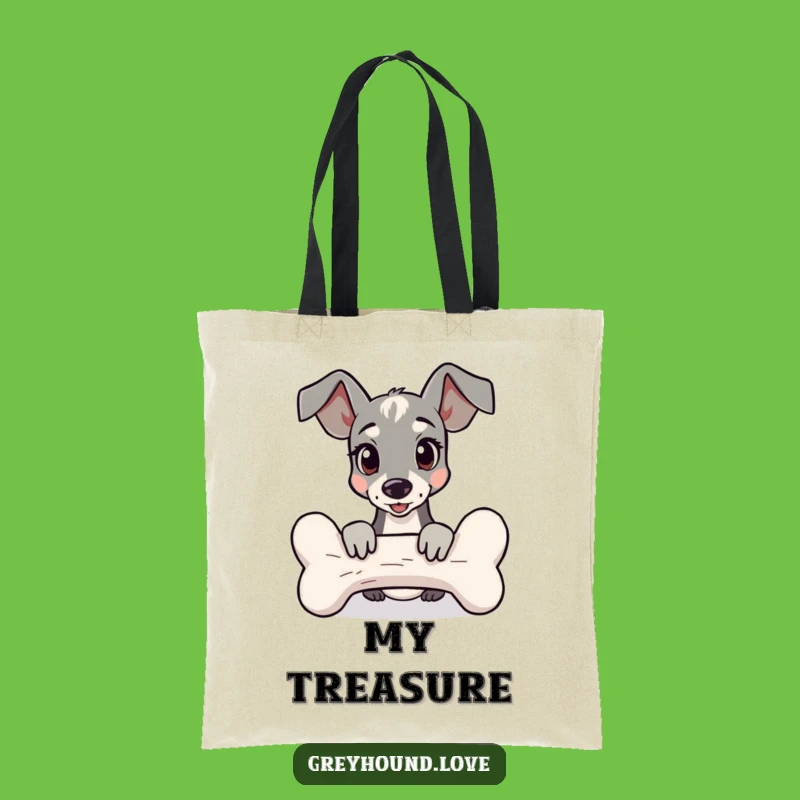 Funny Greyhound Behind Bone Tote Bag: Carry Your Playful Side!